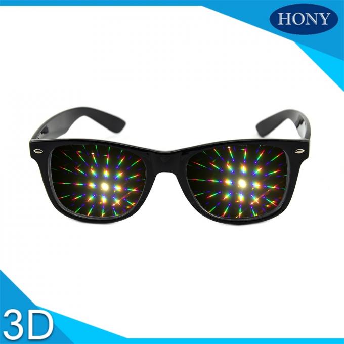 Wayfarer Phong cách 3D Prism Rave cứng nhựa nhiễu xạ kính, pháo hoa kính, 13500 ánh sáng gratings cầu vồng kính